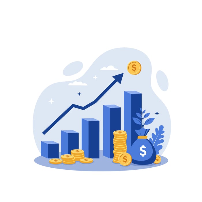 growing business profits financial success chart vector